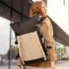 Рюкзак жіночий для ноутбука Sambag RollTop Hacking чорний із сірим