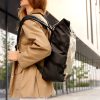 Рюкзак жіночий для ноутбука Sambag RollTop Hacking чорний із сірим