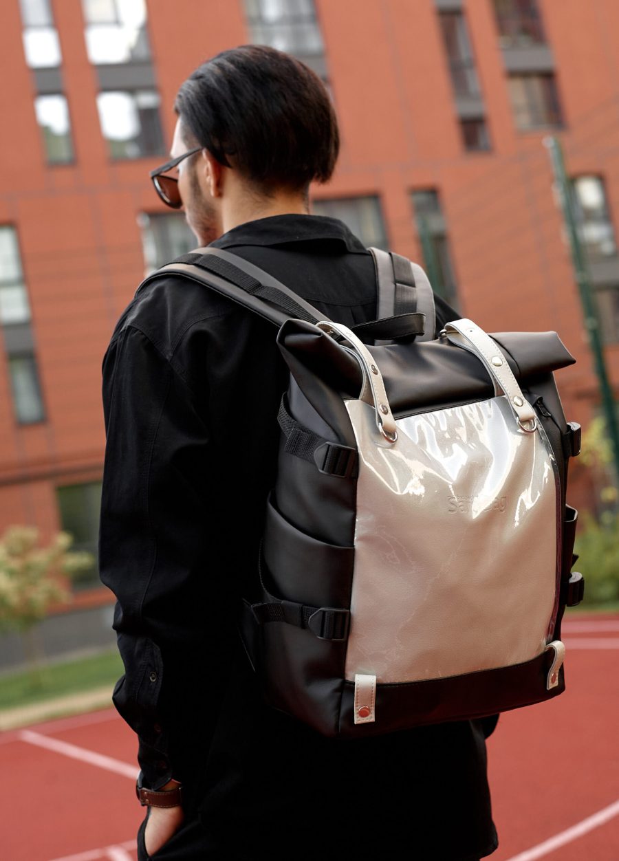 Рюкзак чоловічий Sambag RollTop Hacking чорний із сірим