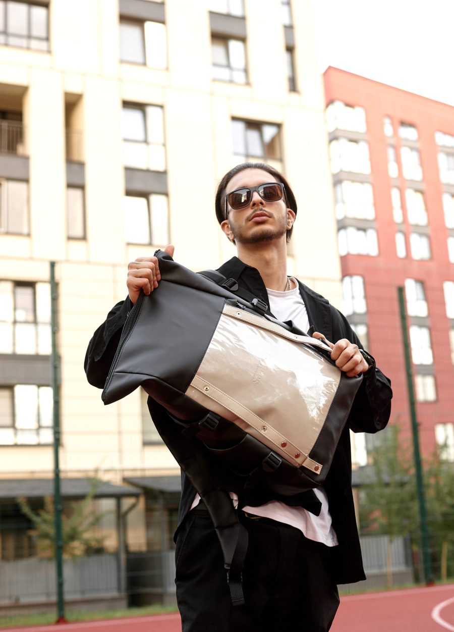 Рюкзак чоловічий Sambag RollTop Hacking чорний із сірим