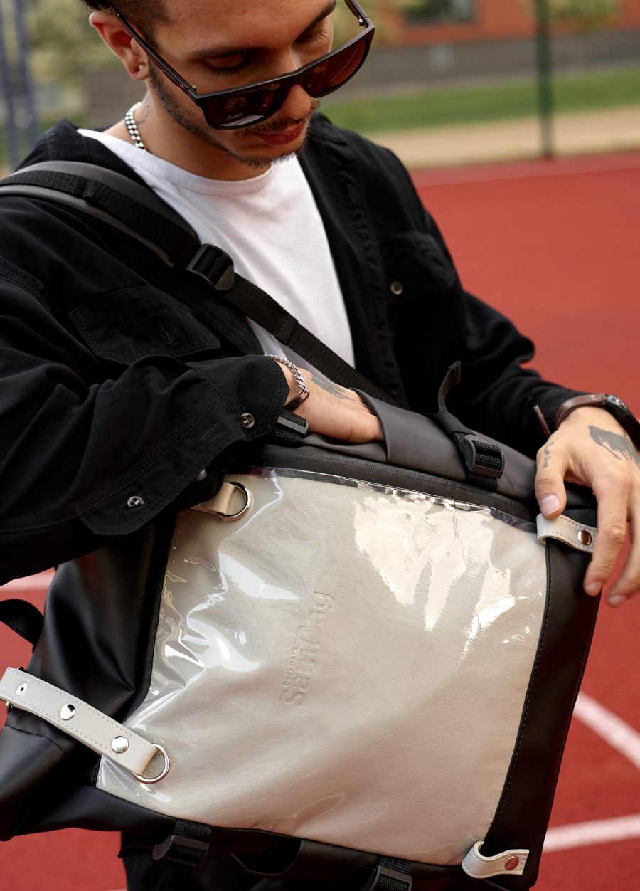 Рюкзак чоловічий Sambag RollTop Hacking чорний із сірим