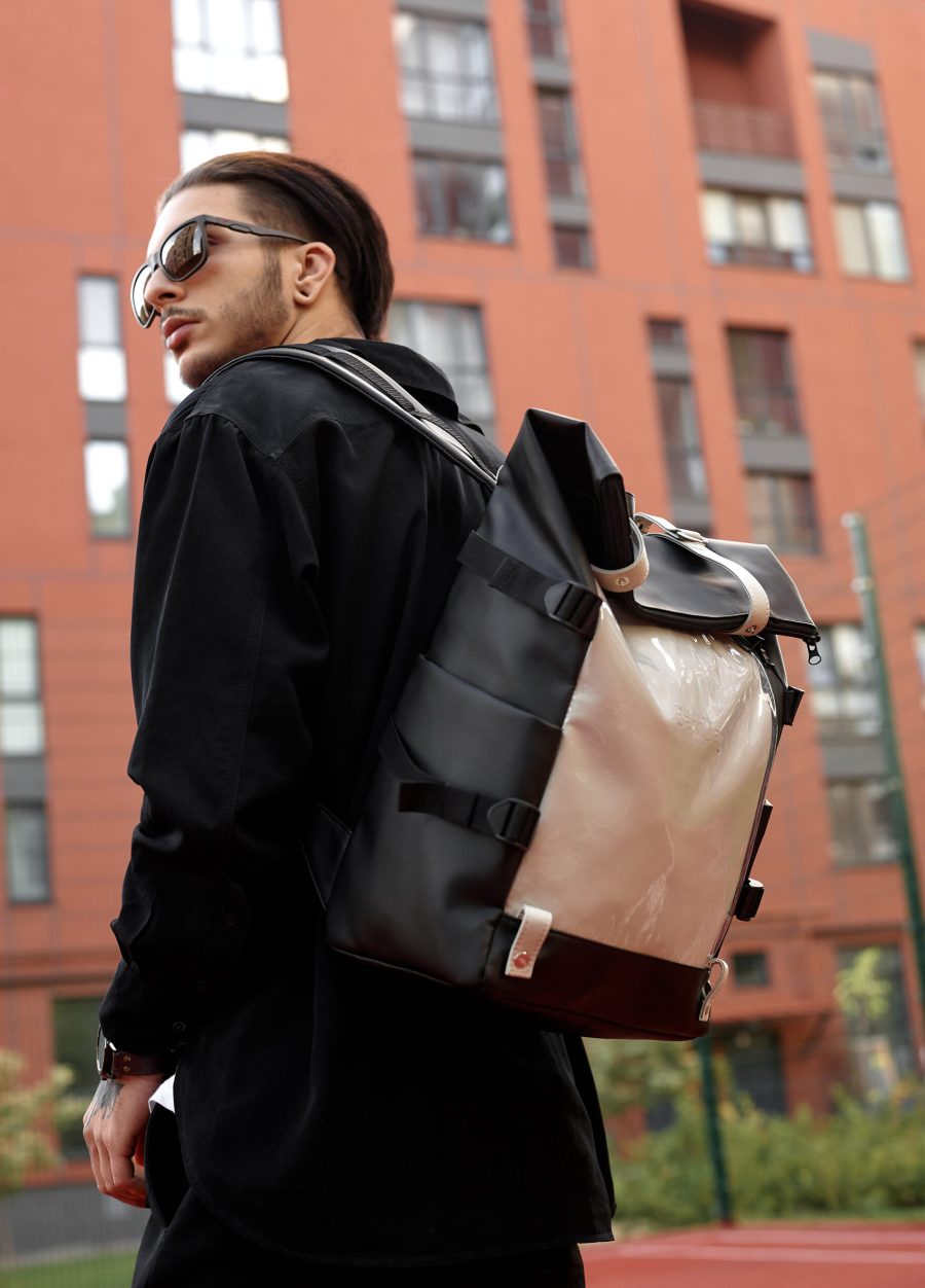 Рюкзак чоловічий Sambag RollTop Hacking чорний із сірим