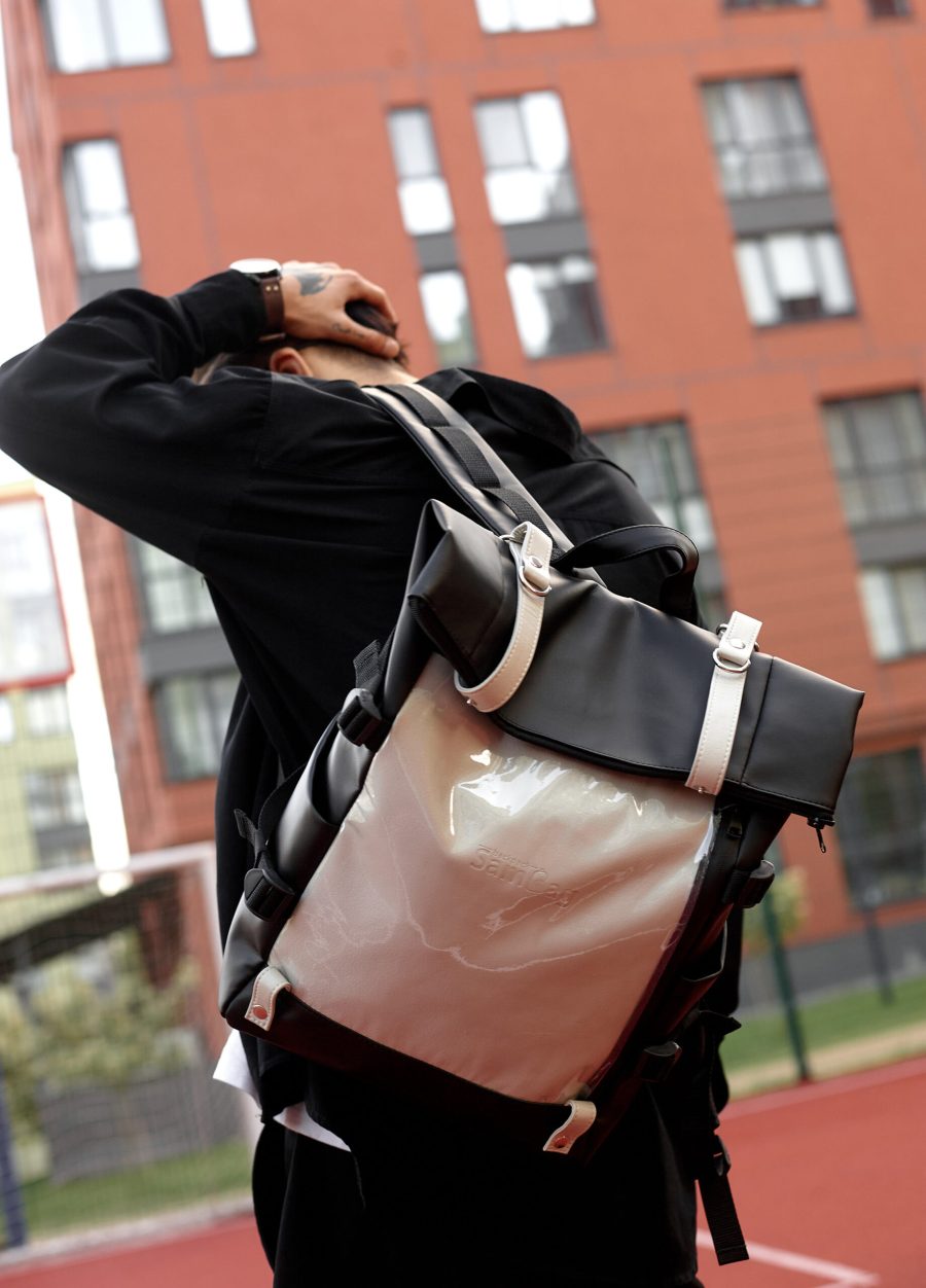 Рюкзак чоловічий Sambag RollTop Hacking чорний із сірим