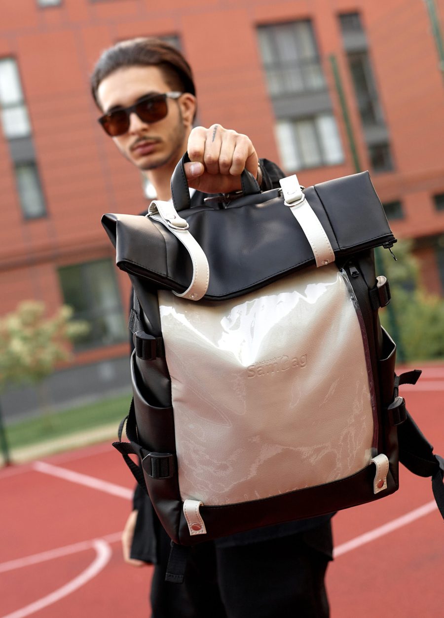 Рюкзак чоловічий Sambag RollTop Hacking чорний із сірим