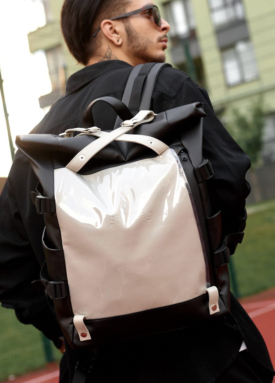 Рюкзак чоловічий Sambag RollTop Hacking чорний із сірим