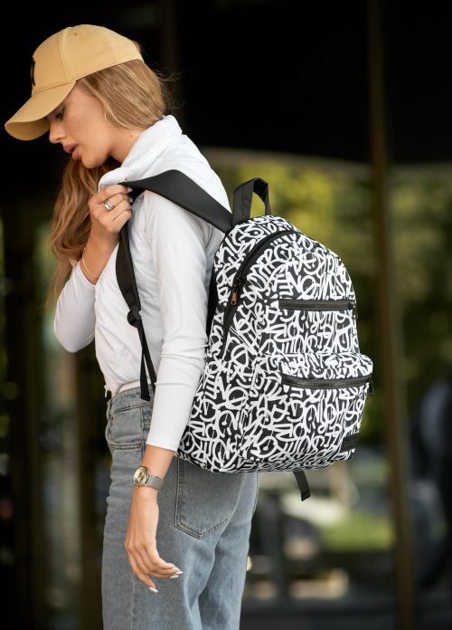 Женский рюкзак Sambag Zard LK Graphity черный с белым