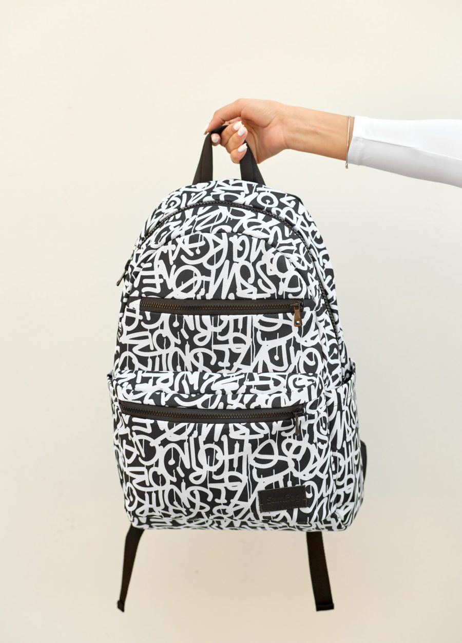 Женский рюкзак Sambag Zard LK Graphity черный с белым