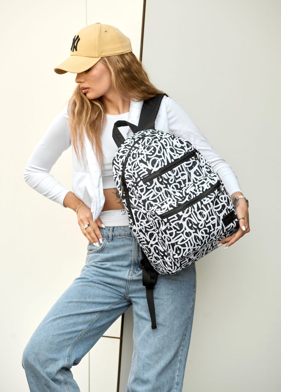 Женский рюкзак Sambag Zard LK Graphity черный с белым