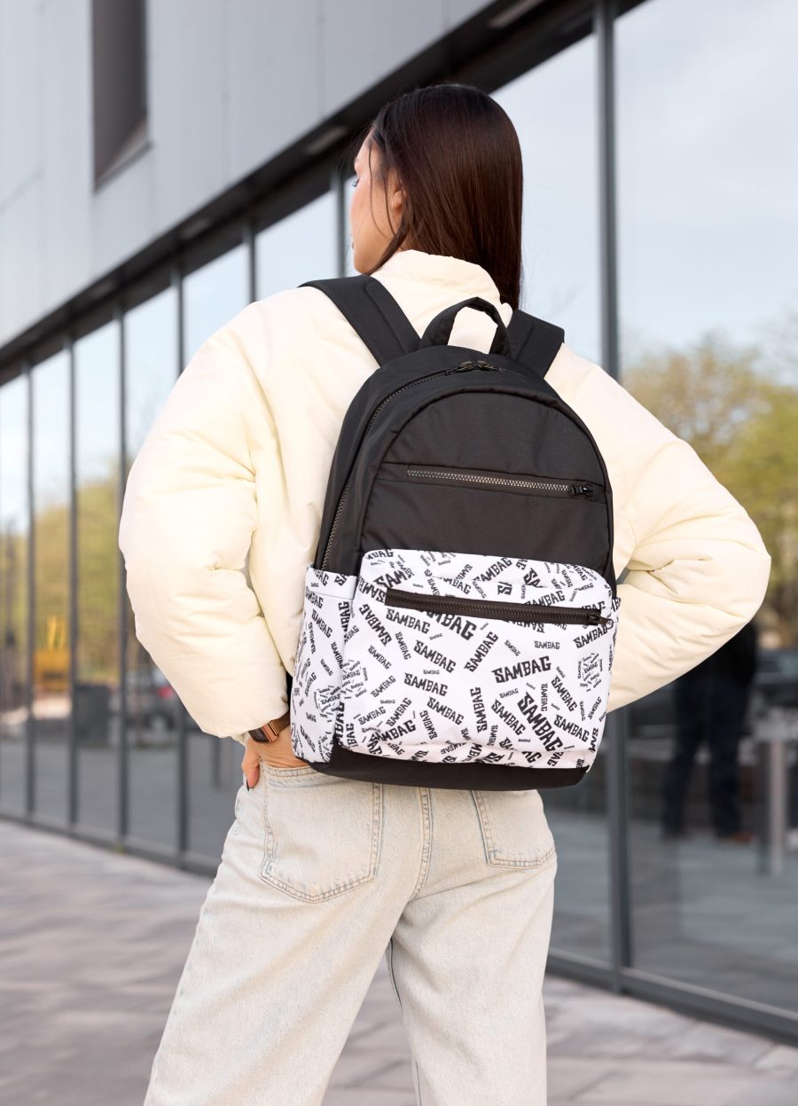 Рюкзак жіночий Sambag Zard SM чорний з білим
