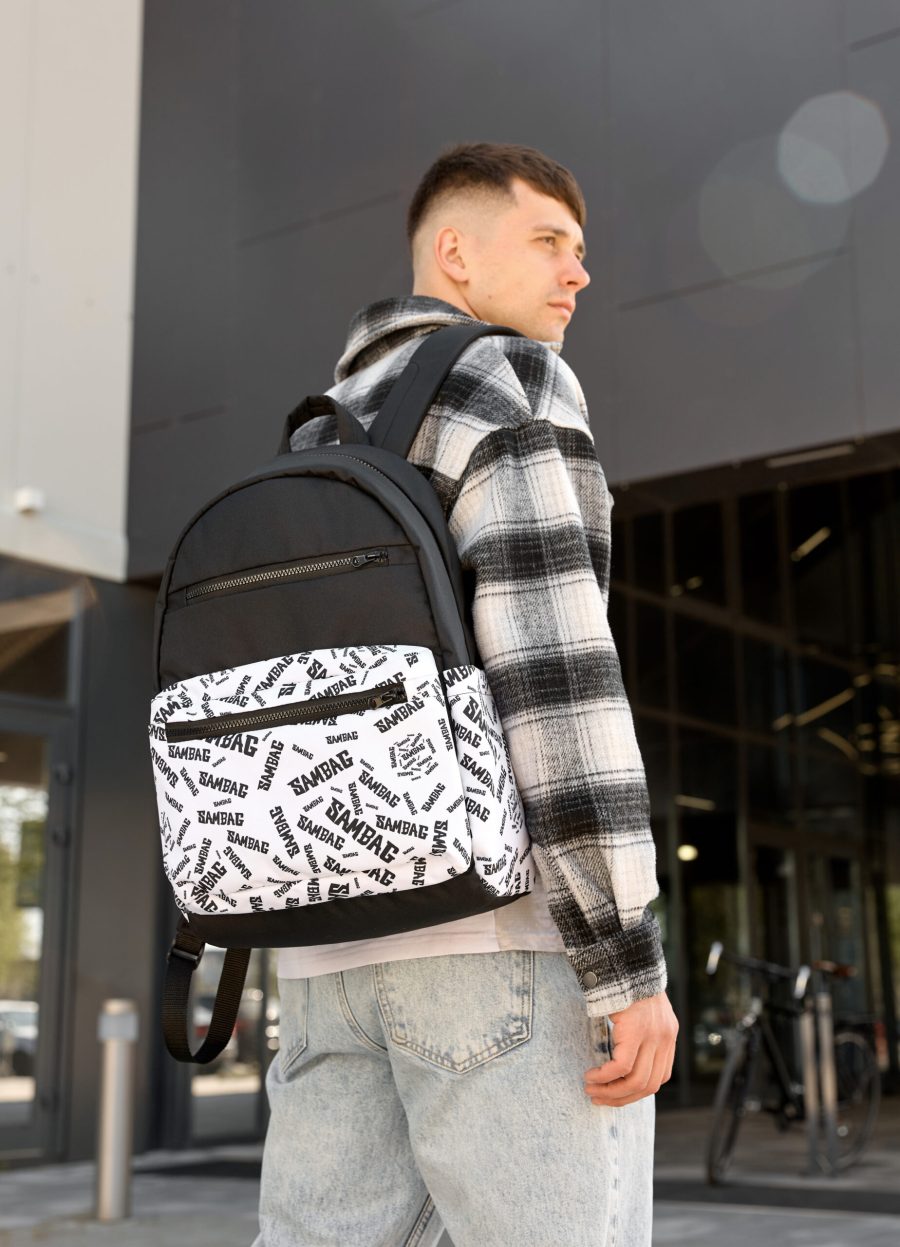 Мужской рюкзак Sambag Zard SM черный с белым