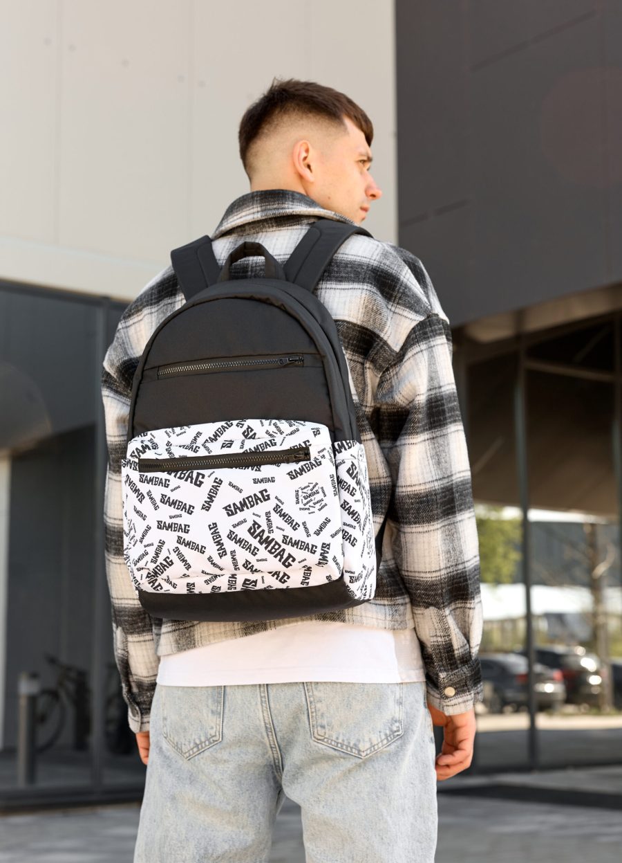 Мужской рюкзак Sambag Zard SM черный с белым