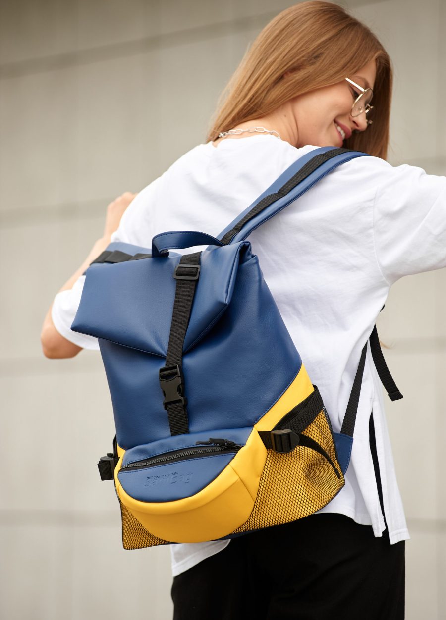 Рюкзак жіночий Sambag ReneDouble блакитний з жовтим