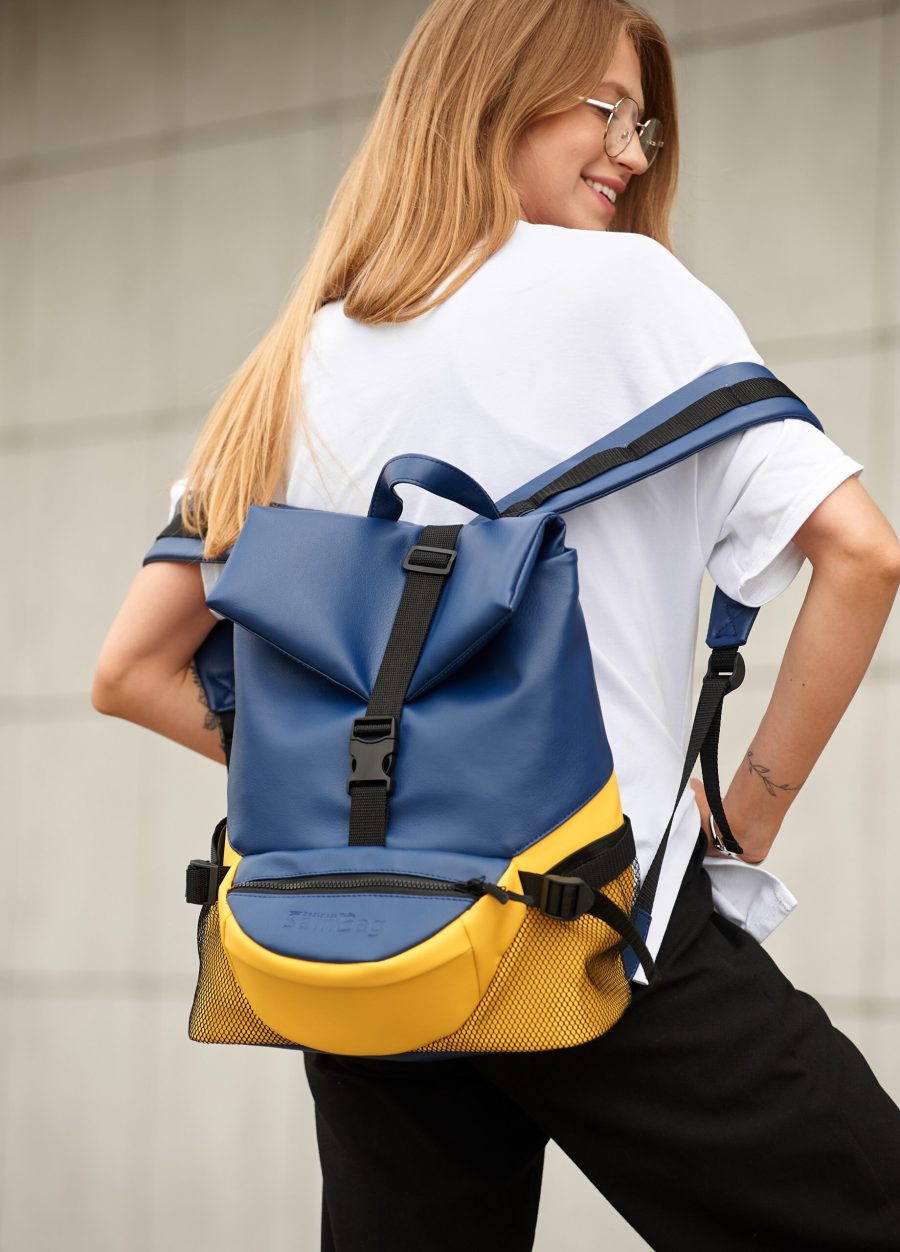 Рюкзак жіночий Sambag ReneDouble блакитний з жовтим