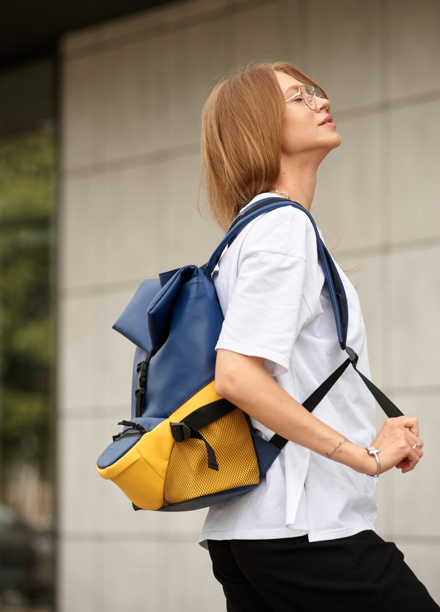 Рюкзак жіночий Sambag ReneDouble блакитний з жовтим