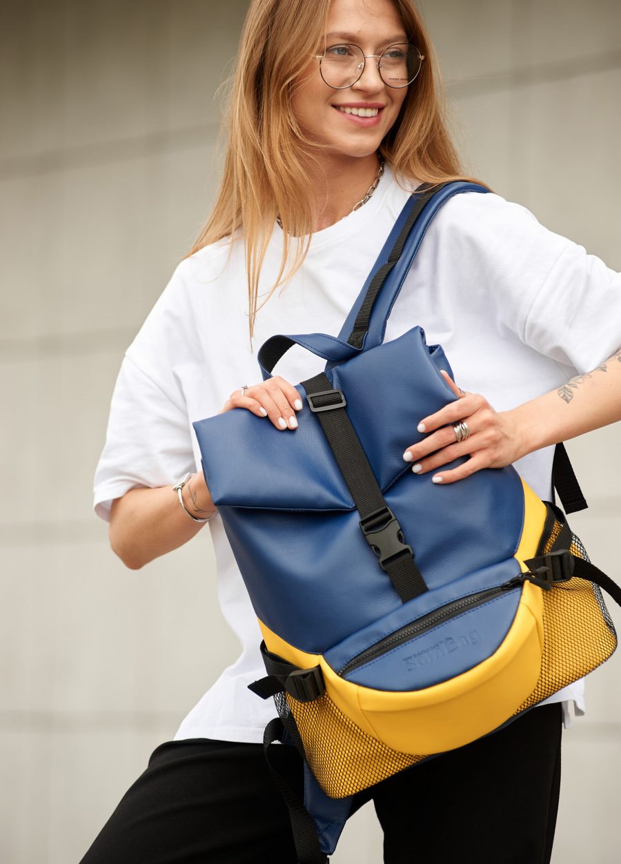 Рюкзак жіночий Sambag ReneDouble блакитний з жовтим