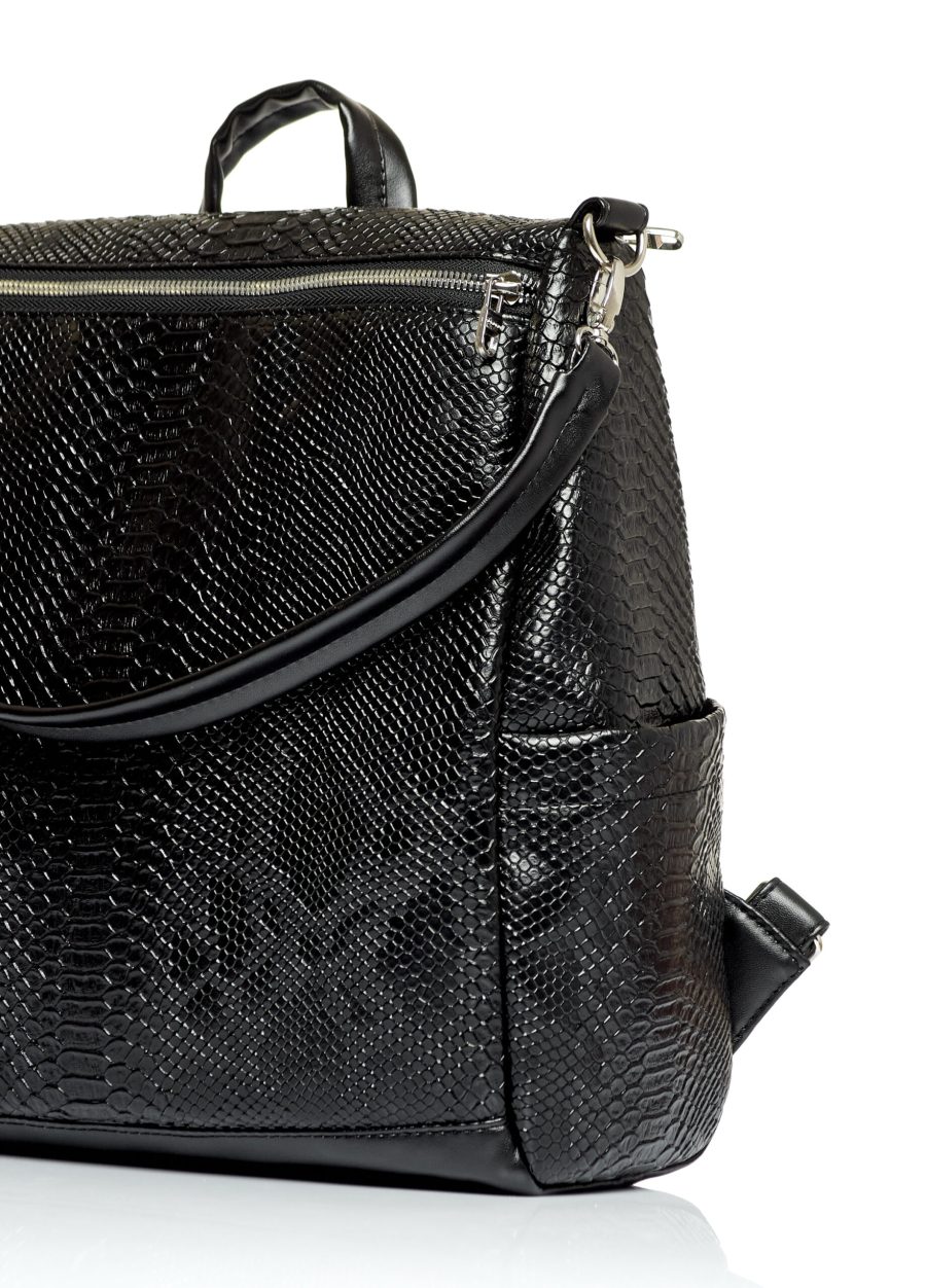 Женский рюкзак-сумка Sambag Trinity крокодил черный