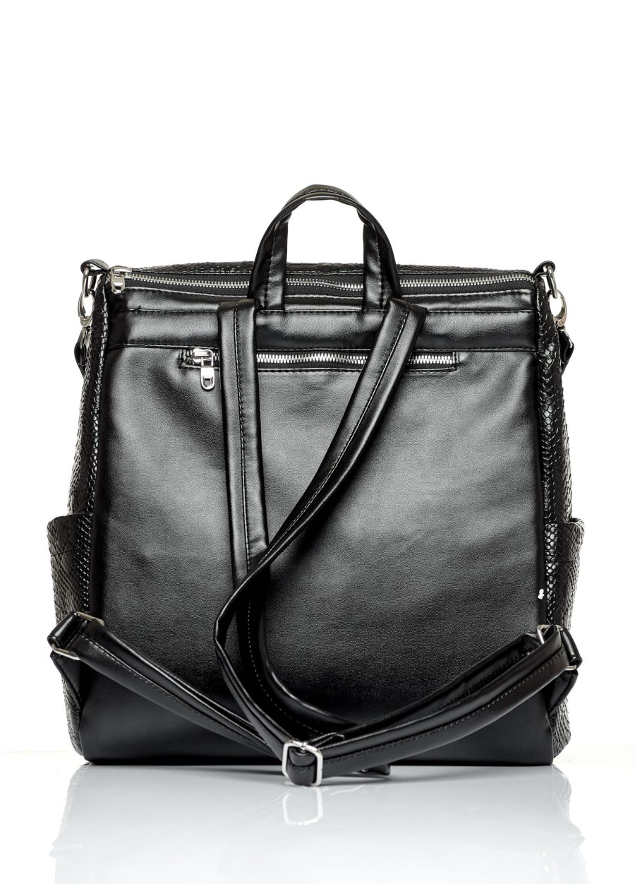 Женский рюкзак-сумка Sambag Trinity крокодил черный