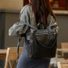 Женский рюкзак-сумка Sambag Trinity крокодил черный