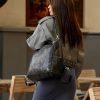 Женский рюкзак-сумка Sambag Trinity крокодил черный