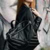 Рюкзак-сумка женская Sambag Trinity строченая черная