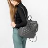 Женский рюкзак-сумка Sambag Trinity строченая графитовая