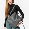 Женский рюкзак-сумка Sambag Trinity строченая графитовая