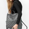 Женский рюкзак-сумка Sambag Trinity строченая графитовая