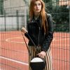 Сумка крос-боді жіноча Sambag Bale чорна з білим