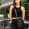 Сумка для телефона женская Sambag крокодил черная
