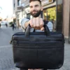 Сумка для ноутбука шкіряна Miros Мюнхен чорна