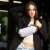 Бананка жіноча тканинна Sambag Holster MSH біло-сіра з принтом
